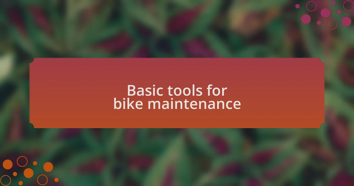 Basic tools for bike maintenance