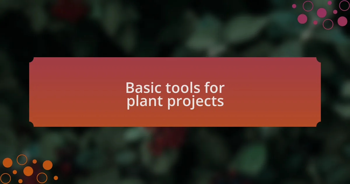 Basic tools for plant projects