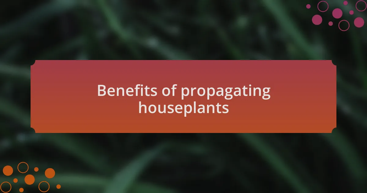 Benefits of propagating houseplants