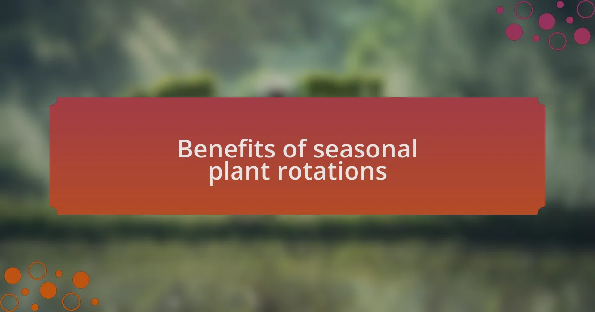 Benefits of seasonal plant rotations