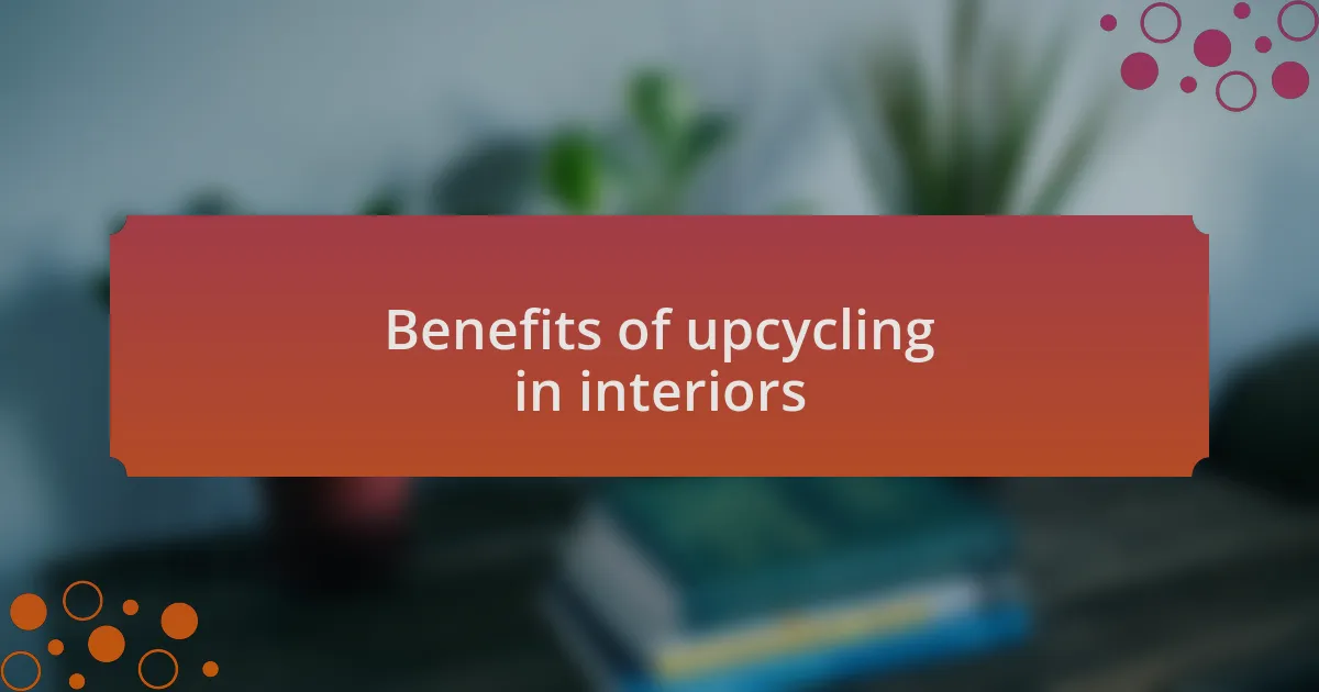 Benefits of upcycling in interiors