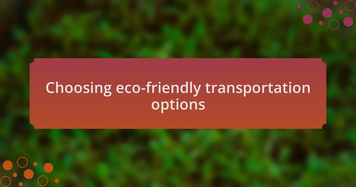 Choosing eco-friendly transportation options