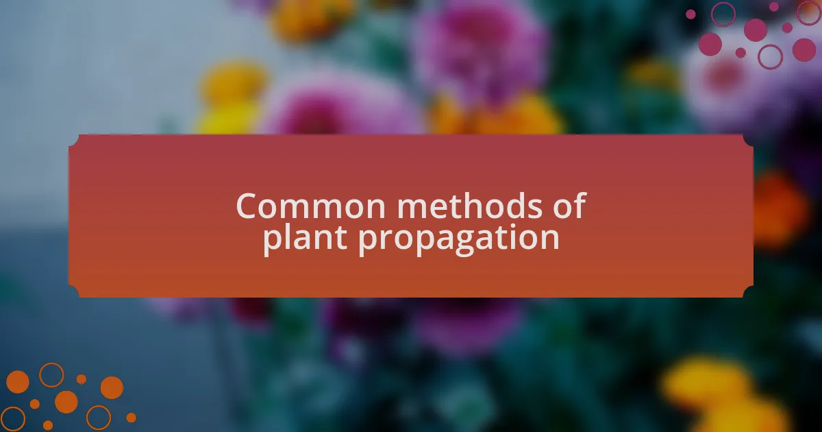 Common methods of plant propagation