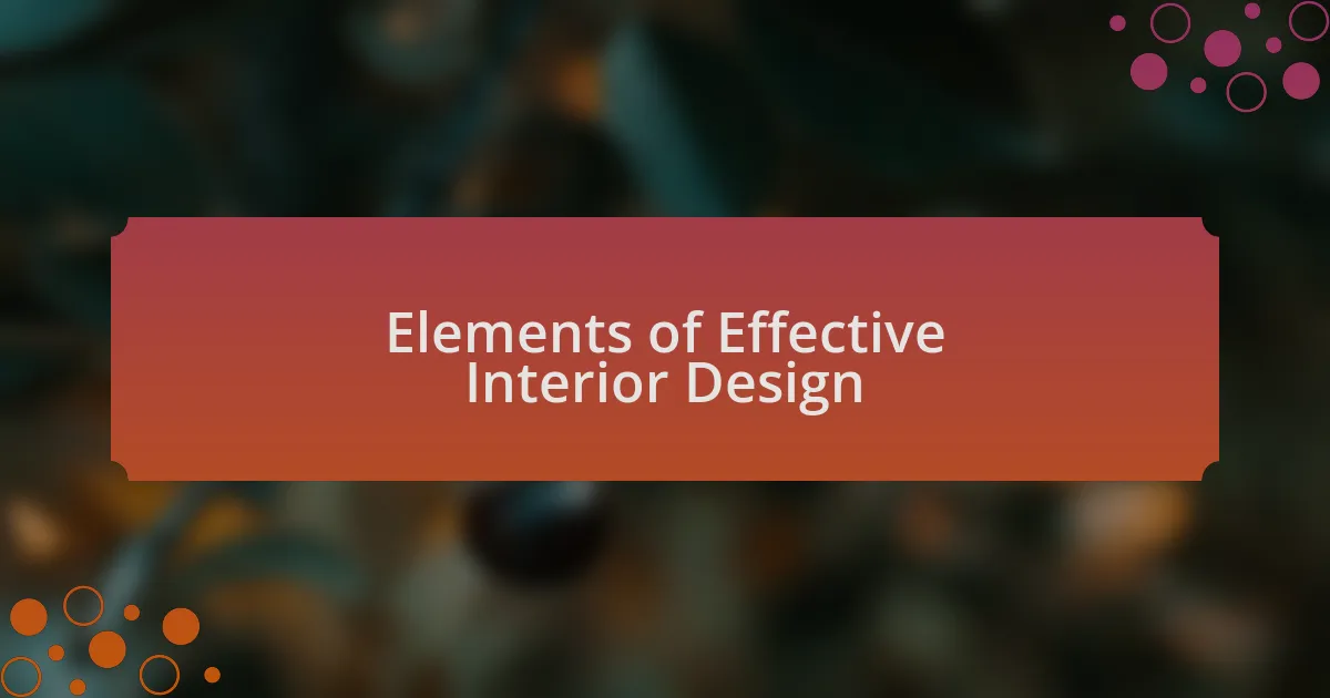 Elements of Effective Interior Design