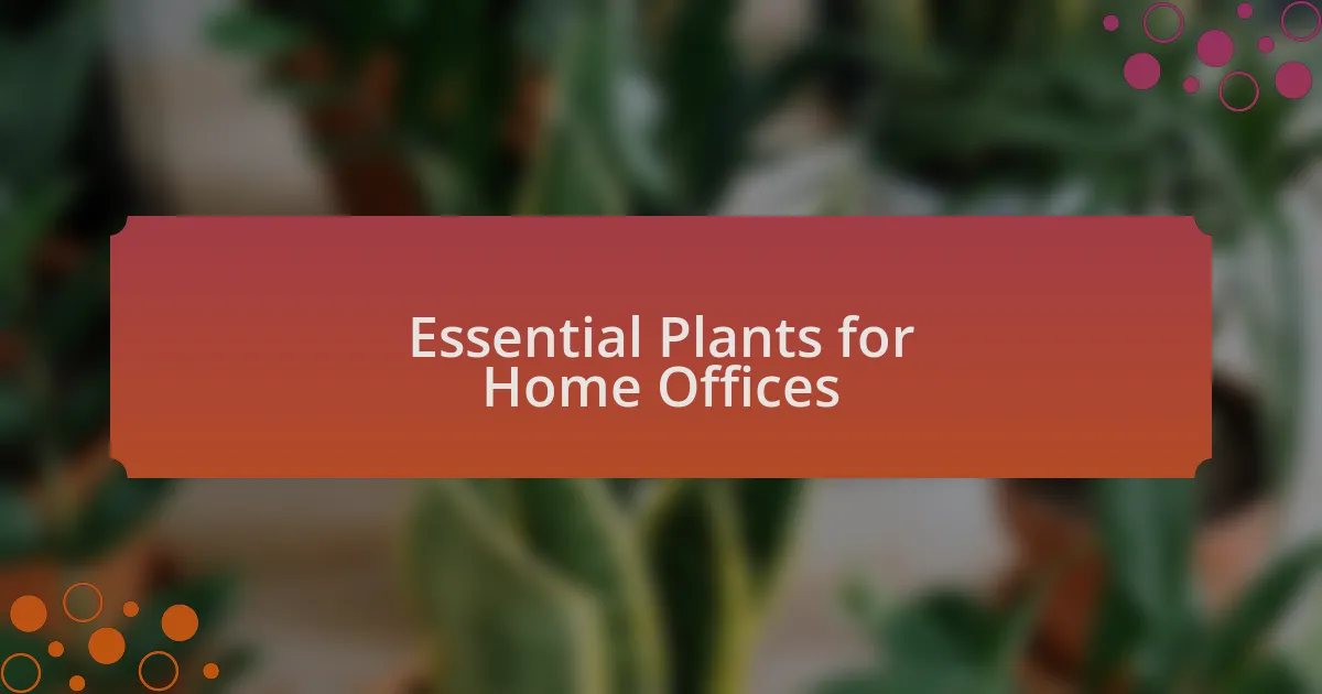 Essential Plants for Home Offices