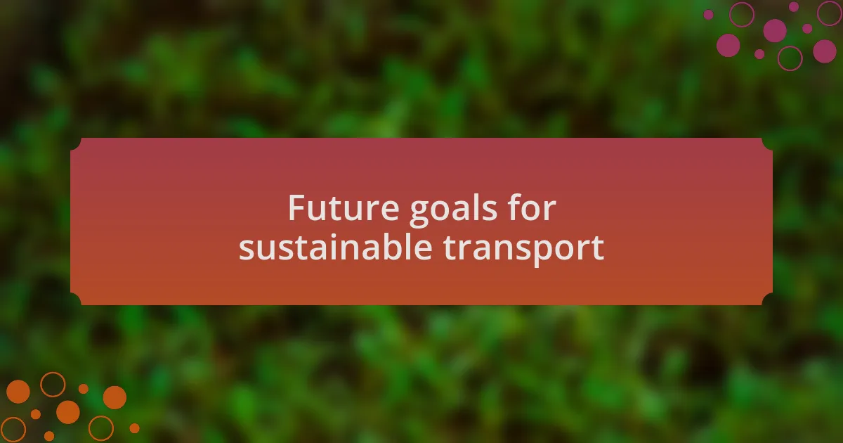 Future goals for sustainable transport