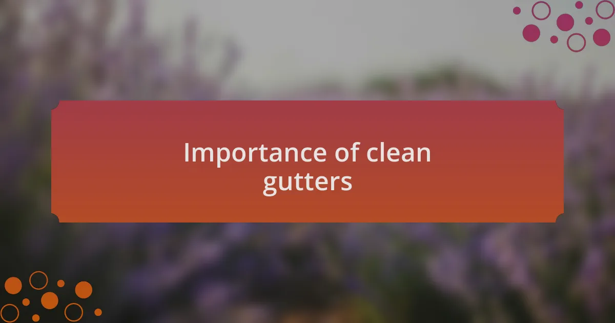 Importance of clean gutters