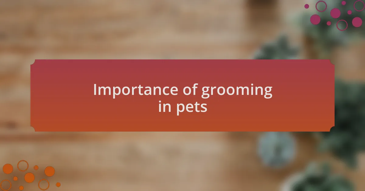 Importance of grooming in pets