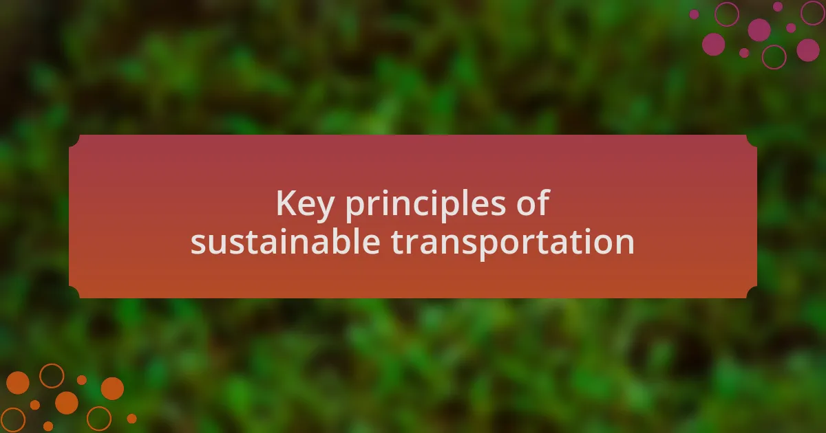 Key principles of sustainable transportation
