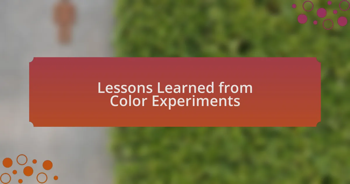 Lessons Learned from Color Experiments