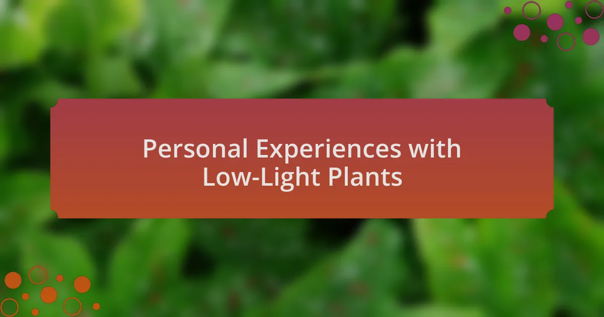 Personal Experiences with Low-Light Plants