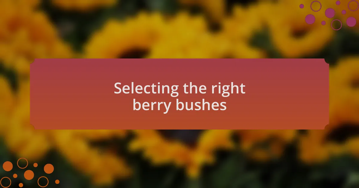 Selecting the right berry bushes