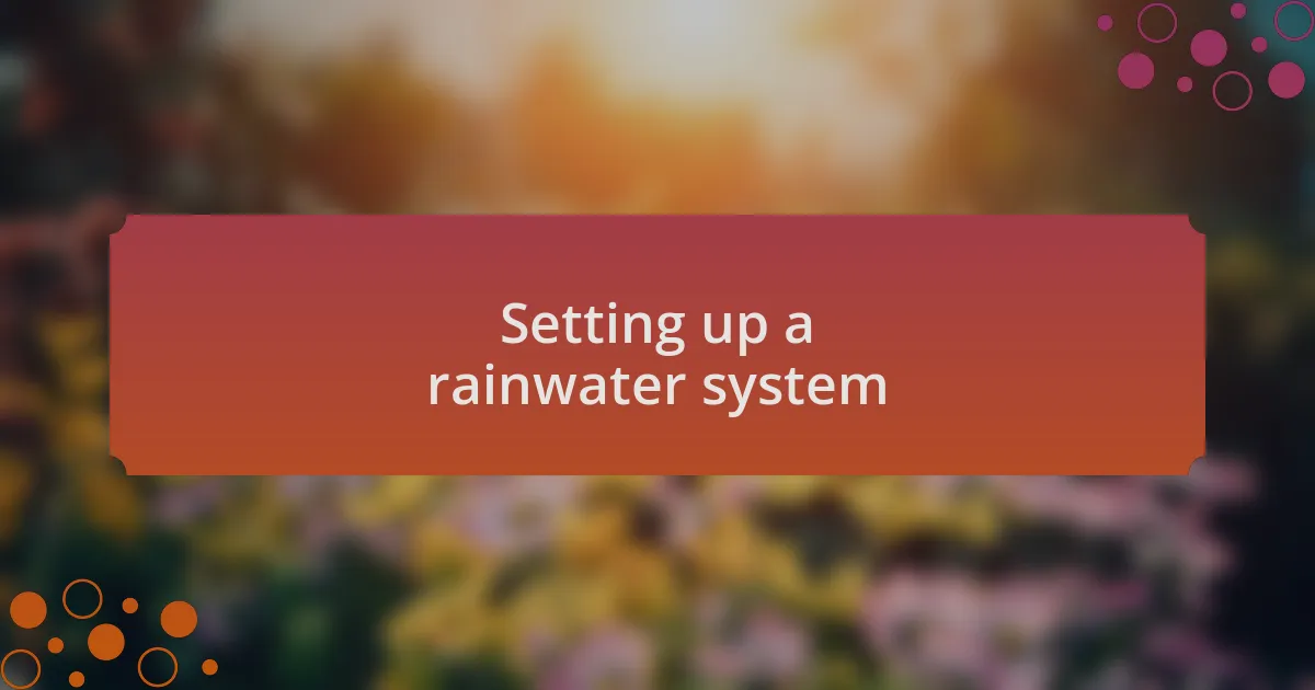 Setting up a rainwater system