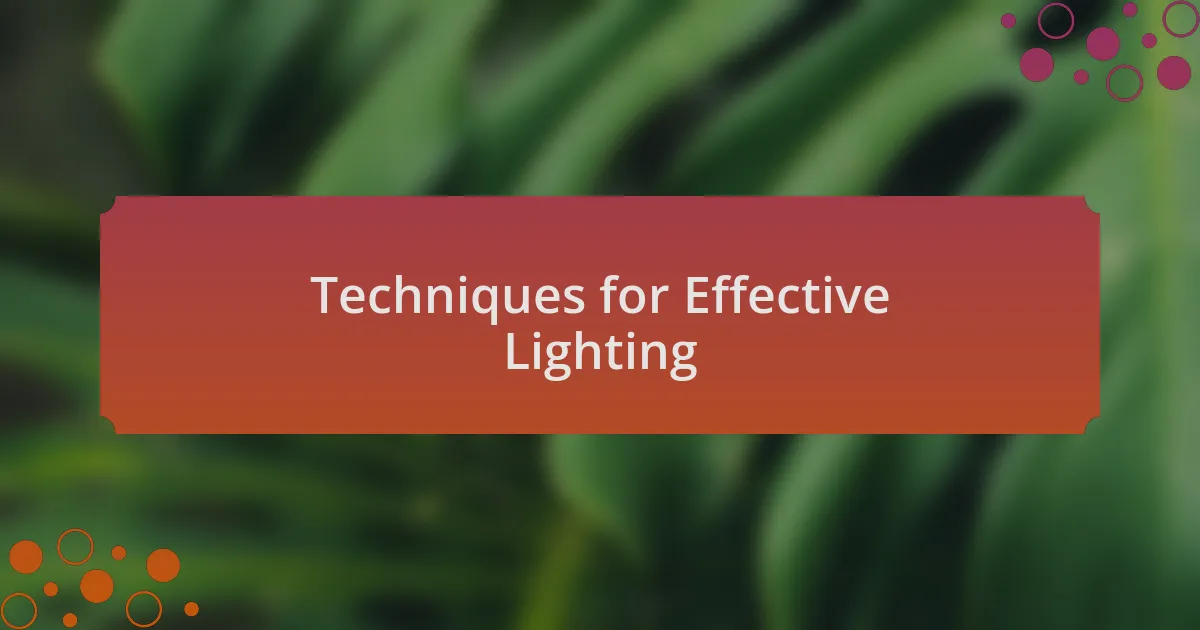 Techniques for Effective Lighting