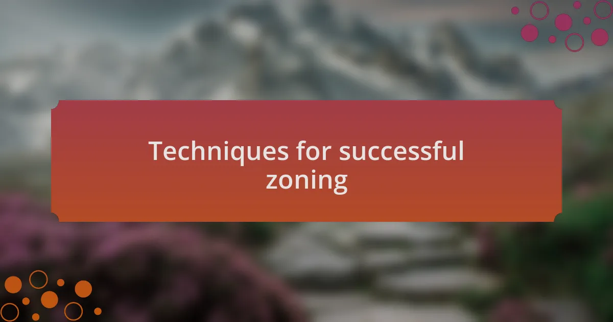 Techniques for successful zoning