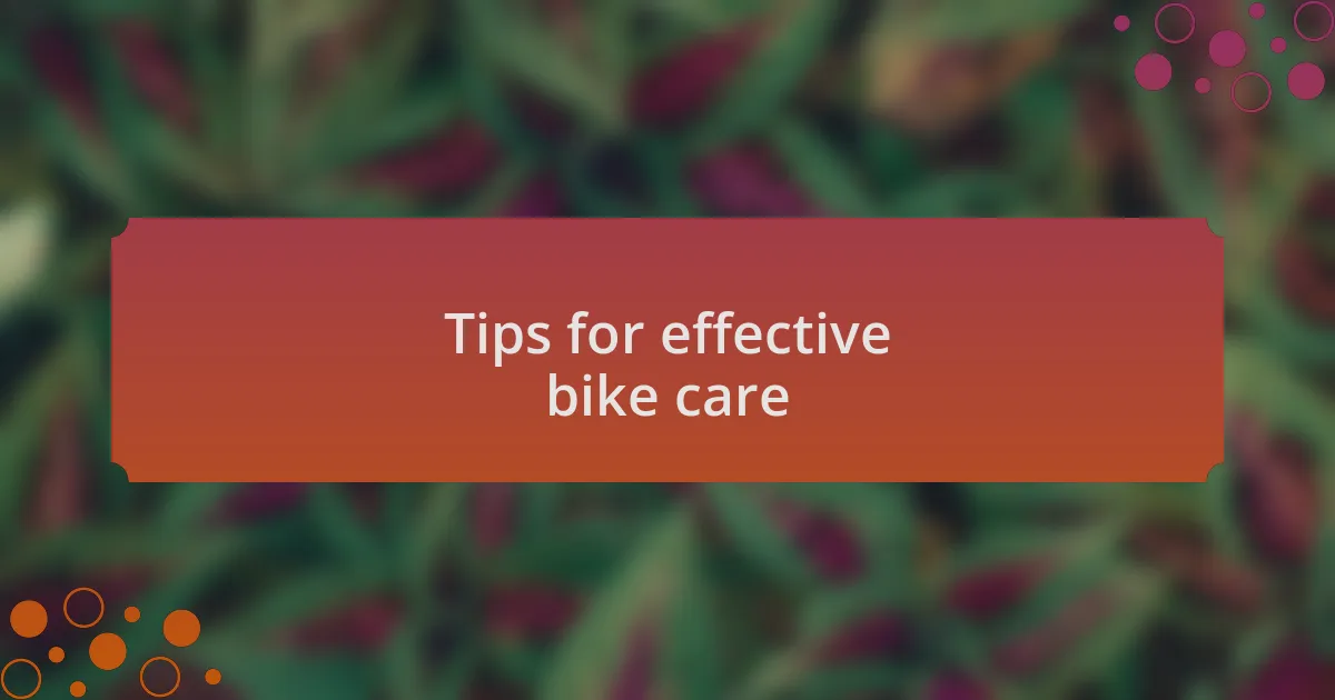 Tips for effective bike care