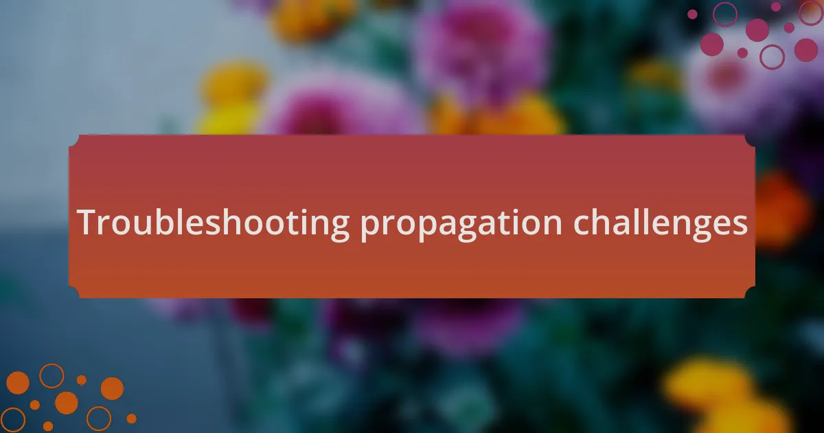 Troubleshooting propagation challenges